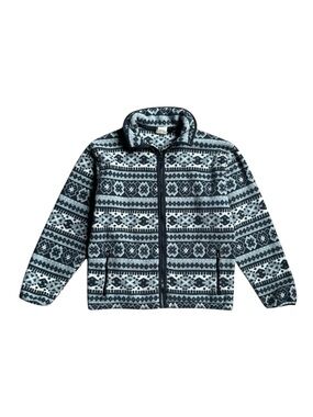 L.L. Bean Fleece Jacket Women's Medium Black Grey Aztec Full Zip Sweater Vintage